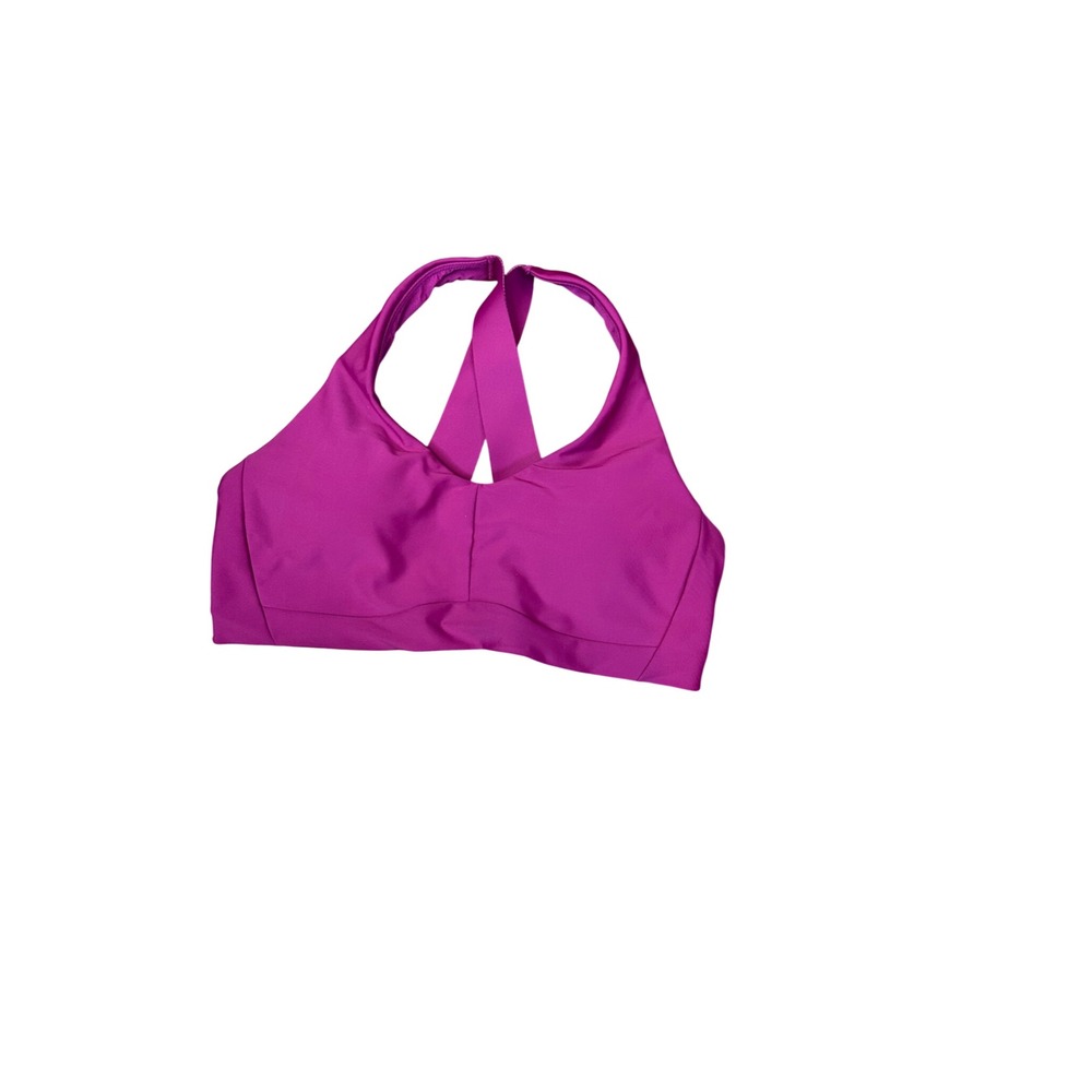 Athleta Interval Plunge Train Bra Magenta Purple Medium Impact Powermove Size M
